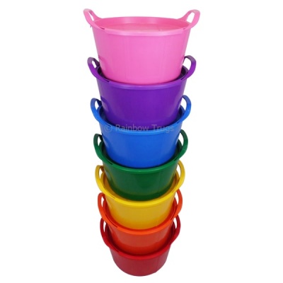 14 Litre Rainbow Trug - Pack of 7 Rainbow Colours with Trug-Lids