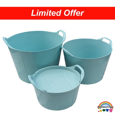 FB Deal: Duck-Egg Blue Set of 3 Trugs and 14L Trug-Lid