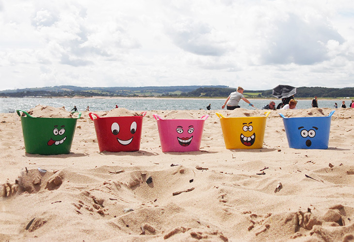 Rainbow Trugs at the beach